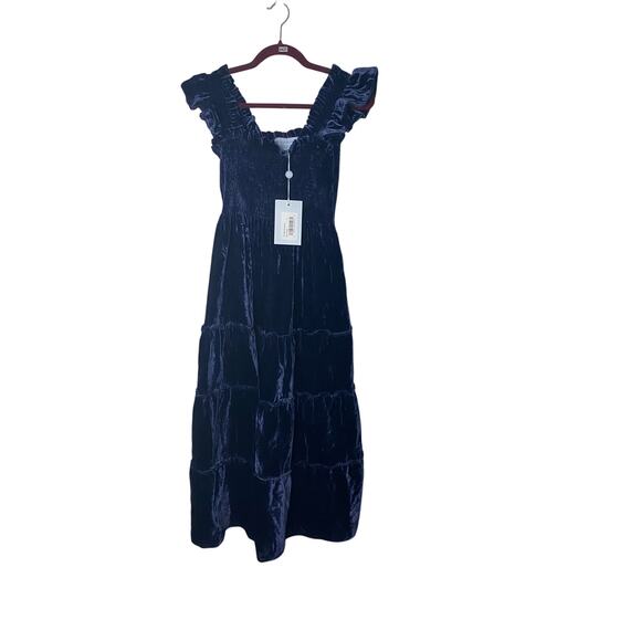 Hill House Ellie Nap Dress Blue Velvet Size Medium - Picture 2 of 5
